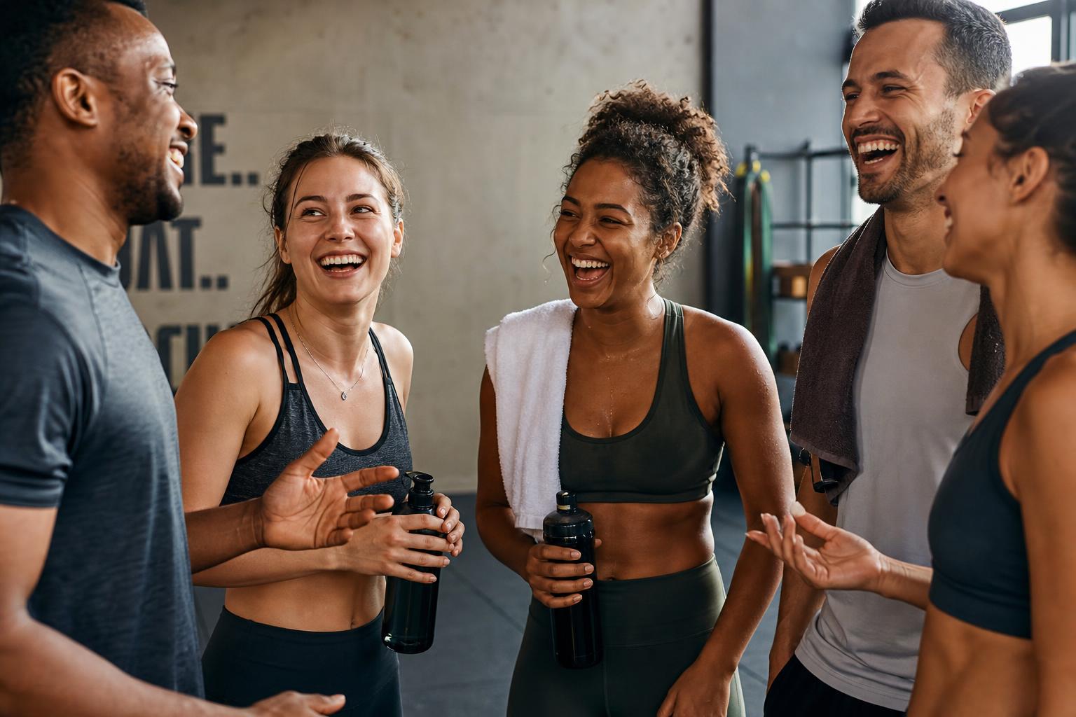 Fitness community celebrating together